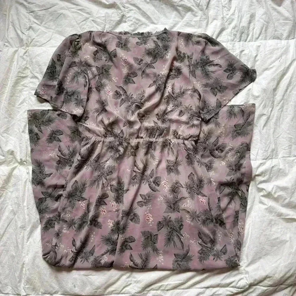 Roolee Sheer chiffon floral romantic baby doll maxi dress sz large cottagecore - Picture 3 of 8